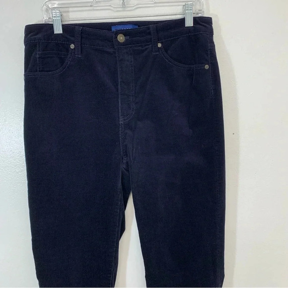 Talbots Corduroy Pants Woman Sz 8  High Waist Straight Leg Blue Pockets Stretch - Picture 2 of 12